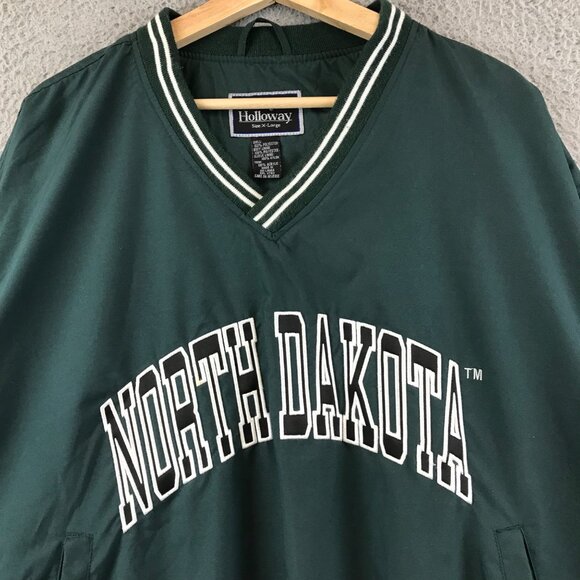 Vintage North Dakota State Bison Jacket Green Windbreaker V neck size XL - Picture 2 of 9